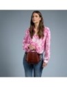 Borsa a tracolla in pelle con zip taglia S The Bridge Icons – Marrone/Oro