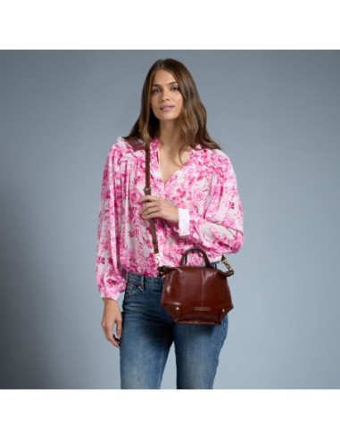 Borsa a tracolla in pelle con zip taglia S The Bridge Icons – Marrone/Oro - foto 7