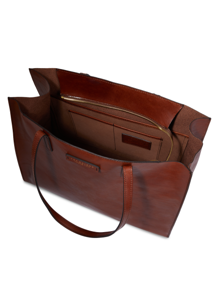Borsa shopper in pelle The Bridge Mirra – Marrone/Oro - foto 4