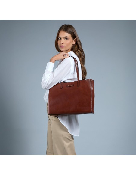 Borsa shopper in pelle The Bridge Mirra – Marrone/Oro - foto 5
