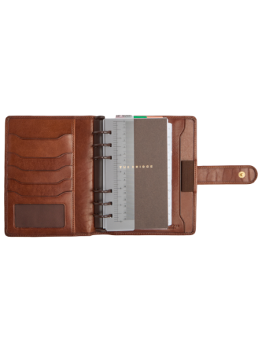 Agenda slim in pelle con interno ricaricabile The Bridge Story Uomo – Marrone/Oro - foto 3