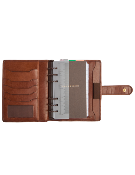 Agenda slim in pelle con interno ricaricabile The Bridge Story Uomo – Marrone/Oro - foto 3