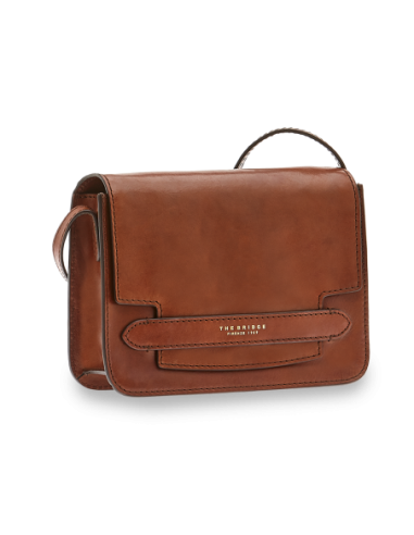 Borsa a tracolla media in pelle The Bridge Lucrezia – Marrone/Oro - foto 1