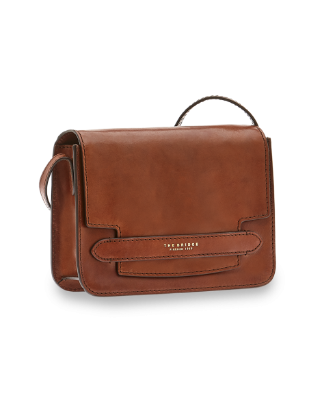 Borsa a tracolla media in pelle The Bridge Lucrezia – Marrone/Oro - foto 1