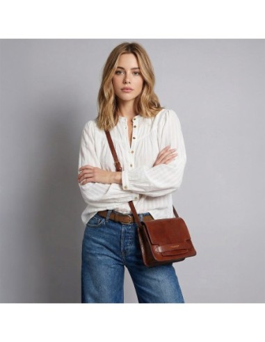 Borsa a tracolla media in pelle The Bridge Lucrezia – Marrone/Oro - foto 3