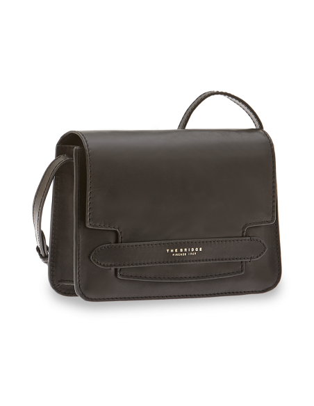 Borsa a tracolla media in pelle The Bridge Lucrezia – Nero/Oro - foto 1