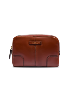 Pochette uomo in pelle con zip The Bridge Vespucci – Marrone/Oro - foto 1