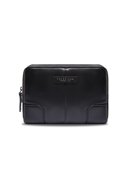 Pochette uomo in pelle con zip The Bridge Vespucci – Nero/Rutenio - foto 1