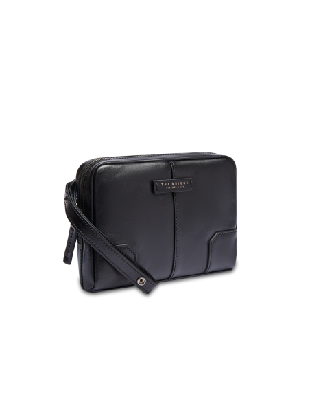 Pochette uomo in pelle con zip The Bridge Vespucci – Nero/Rutenio - foto 2