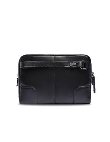 Pochette uomo in pelle con zip The Bridge Vespucci – Nero/Rutenio - foto 3