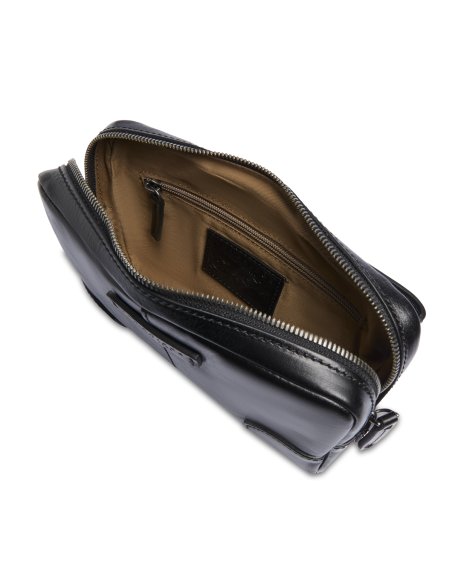Pochette uomo in pelle con zip The Bridge Vespucci – Nero/Rutenio - foto 4