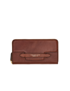 Portafoglio donna in pelle con zip e portamonete The Bridge Lucrezia – Marrone/Oro - foto 1