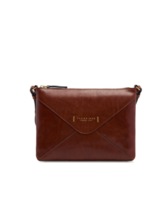 Borsa a tracolla a busta in pelle con zip The Bridge Frida – Marrone/Oro - foto 1