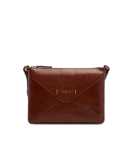 Borsa a tracolla a busta in pelle con zip The Bridge Frida – Marrone/Oro - foto 1