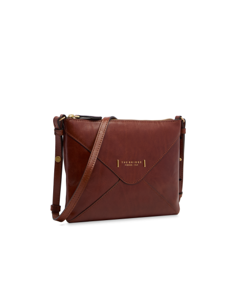 Borsa a tracolla a busta in pelle con zip The Bridge Frida – Marrone/Oro - foto 2