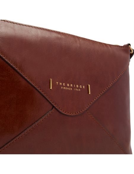 Borsa a tracolla a busta in pelle con zip The Bridge Frida – Marrone/Oro - foto 5