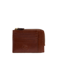 Portacarte in pelle con zip The Bridge Story Uomo – Marrone/Oro - foto 1
