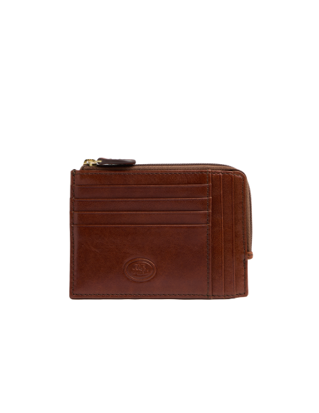 Portacarte in pelle con zip The Bridge Story Uomo – Marrone/Oro - foto 1
