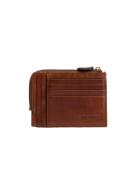 Portacarte in pelle con zip The Bridge Story Uomo – Marrone/Oro - foto 2