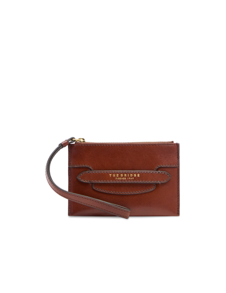 Pochette donna in pelle The Bridge Lucrezia – Marrone/Oro - foto 1