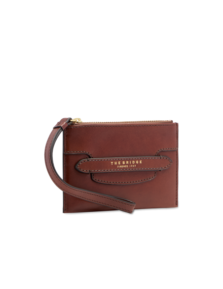 Pochette donna in pelle The Bridge Lucrezia – Marrone/Oro - foto 2