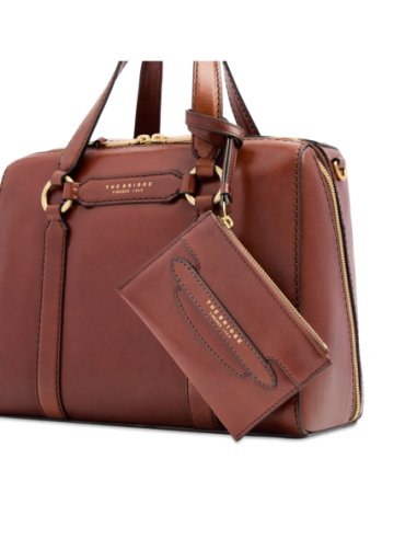 Pochette donna in pelle The Bridge Lucrezia – Marrone/Oro - foto 4