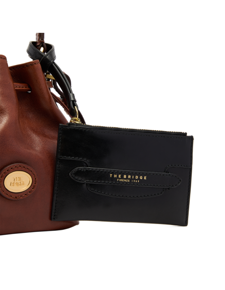 Pochette donna in pelle The Bridge Lucrezia – Nero/Oro - foto 4