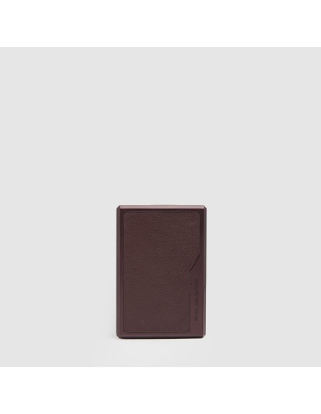 Portacarte di credito MagSafe donna in metallo e pelle Piquadro Circle – Bordeaux/rosa - foto 1