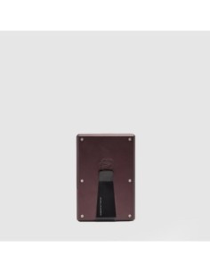 Portacarte di credito MagSafe donna in metallo e pelle Piquadro Circle – Bordeaux/rosa - foto 1 2