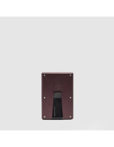 Portacarte di credito MagSafe donna in metallo e pelle Piquadro Circle – Bordeaux/rosa - foto 2