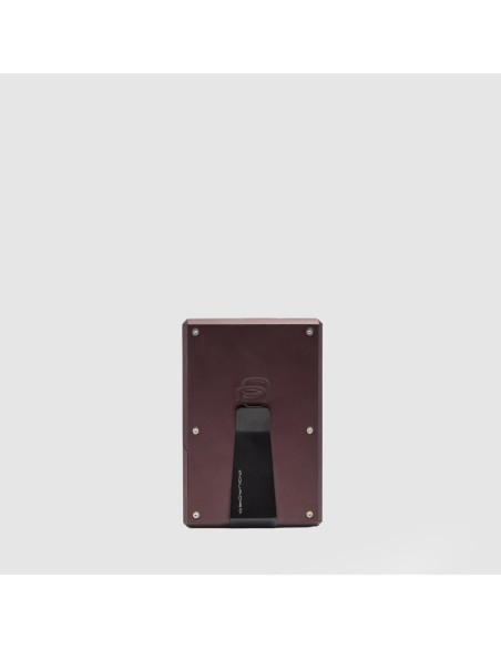 Portacarte di credito MagSafe donna in metallo e pelle Piquadro Circle – Bordeaux/rosa - foto 2