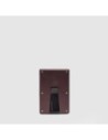Portacarte di credito MagSafe donna in metallo e pelle Piquadro Circle – Bordeaux/rosa