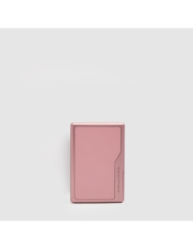 Portacarte di credito MagSafe donna in metallo e pelle Piquadro Circle – Rosa - foto 1