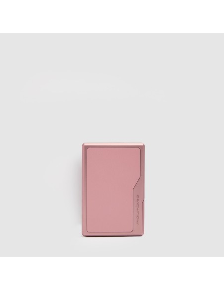 Portacarte di credito MagSafe donna in metallo e pelle Piquadro Circle – Rosa - foto 1