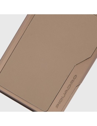 Portacarte di credito MagSafe donna in metallo e pelle Piquadro Circle – Tortora/blu - foto 3