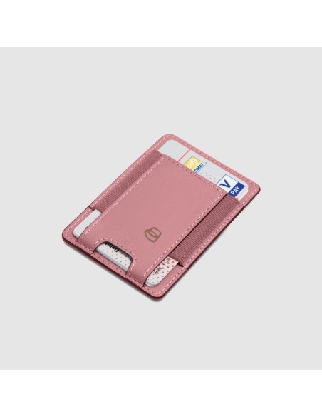 Portacarte di credito MagSafe donna in pelle sottile Piquadro Circle – Rosa - foto 3