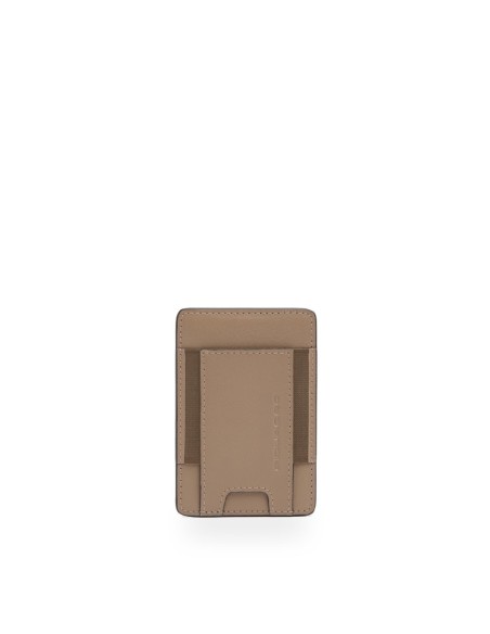 Portacarte di credito MagSafe donna in pelle sottile Piquadro Circle – Tortora/blu - foto 4