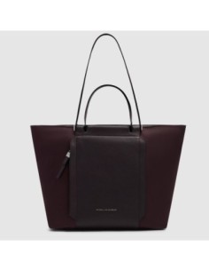 Borsa donna porta pc 14 in tessuto riciclato Piquadro Lyra – Bordeaux scuro - foto 1