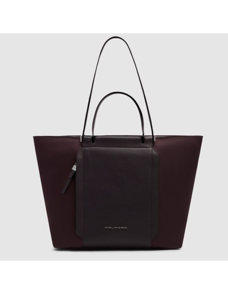 Borsa donna porta pc 14 in tessuto riciclato Piquadro Lyra – Bordeaux scuro - foto 1
