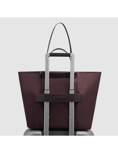 Borsa donna porta pc 14 in tessuto riciclato Piquadro Lyra – Bordeaux scuro - foto 3
