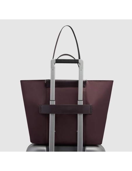 Borsa donna porta pc 14 in tessuto riciclato Piquadro Lyra – Bordeaux scuro - foto 3