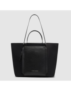 Borsa donna porta pc 14 in tessuto riciclato Piquadro Lyra – Nero - foto 1
