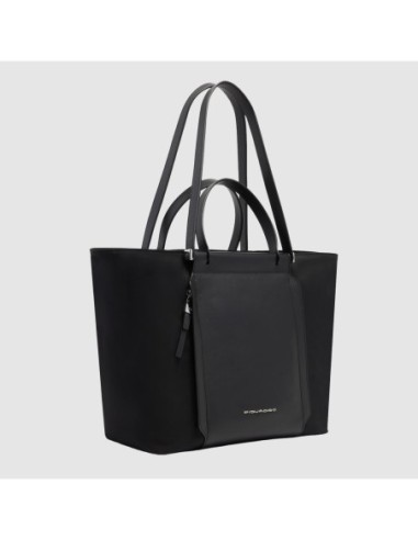 Borsa donna porta pc 14 in tessuto riciclato Piquadro Lyra – Nero - foto 2