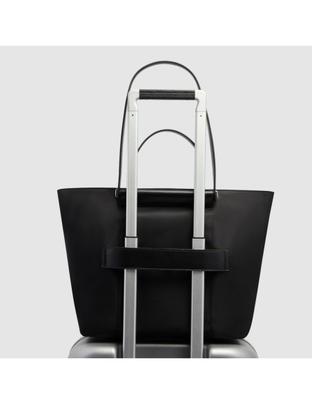 Borsa donna porta pc 14 in tessuto riciclato Piquadro Lyra – Nero - foto 3