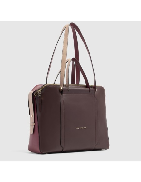 Borsa donna porta pc 14 a tre scomparti Piquadro Circle – Bordeaux/rosa - foto 2