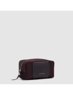 Beauty case piccolo in tessuto riciclato Piquadro Lyra – Bordeaux scuro - foto 1 2