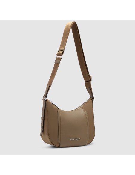 Borsa tracolla donna porta iPad mini in tessuto riciclato Piquadro Lyra – Marrone - foto 6