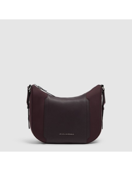 Borsa tracolla donna porta iPad mini in tessuto riciclato Piquadro Lyra – Bordeaux scuro - foto 1