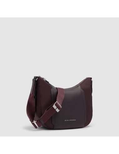 Borsa tracolla donna porta iPad mini in tessuto riciclato Piquadro Lyra – Bordeaux scuro - foto 2