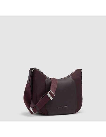 Borsa tracolla donna porta iPad mini in tessuto riciclato Piquadro Lyra – Bordeaux scuro - foto 2